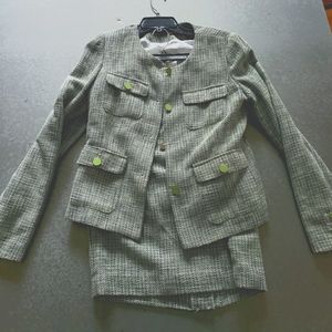 Green Tweed Skirt Suit sz. 6